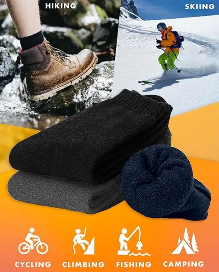 15  Pairs X Mens Heavy Duty Thermal Cotton Work Thick Winter Heated Crew Socks