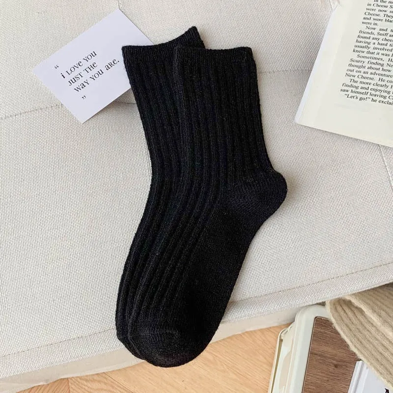 2023 New Winter Thicker Cashmere Wool Women Socks Casual japanese fashion Solid Color Long Sock Girls Thermal Warm Crew Sock