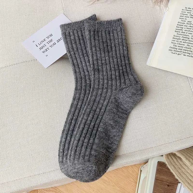 2023 New Winter Thicker Cashmere Wool Women Socks Casual japanese fashion Solid Color Long Sock Girls Thermal Warm Crew Sock