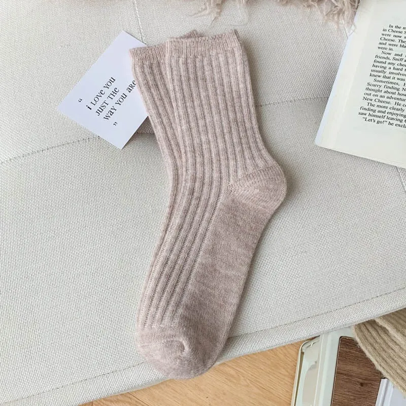 2023 New Winter Thicker Cashmere Wool Women Socks Casual japanese fashion Solid Color Long Sock Girls Thermal Warm Crew Sock