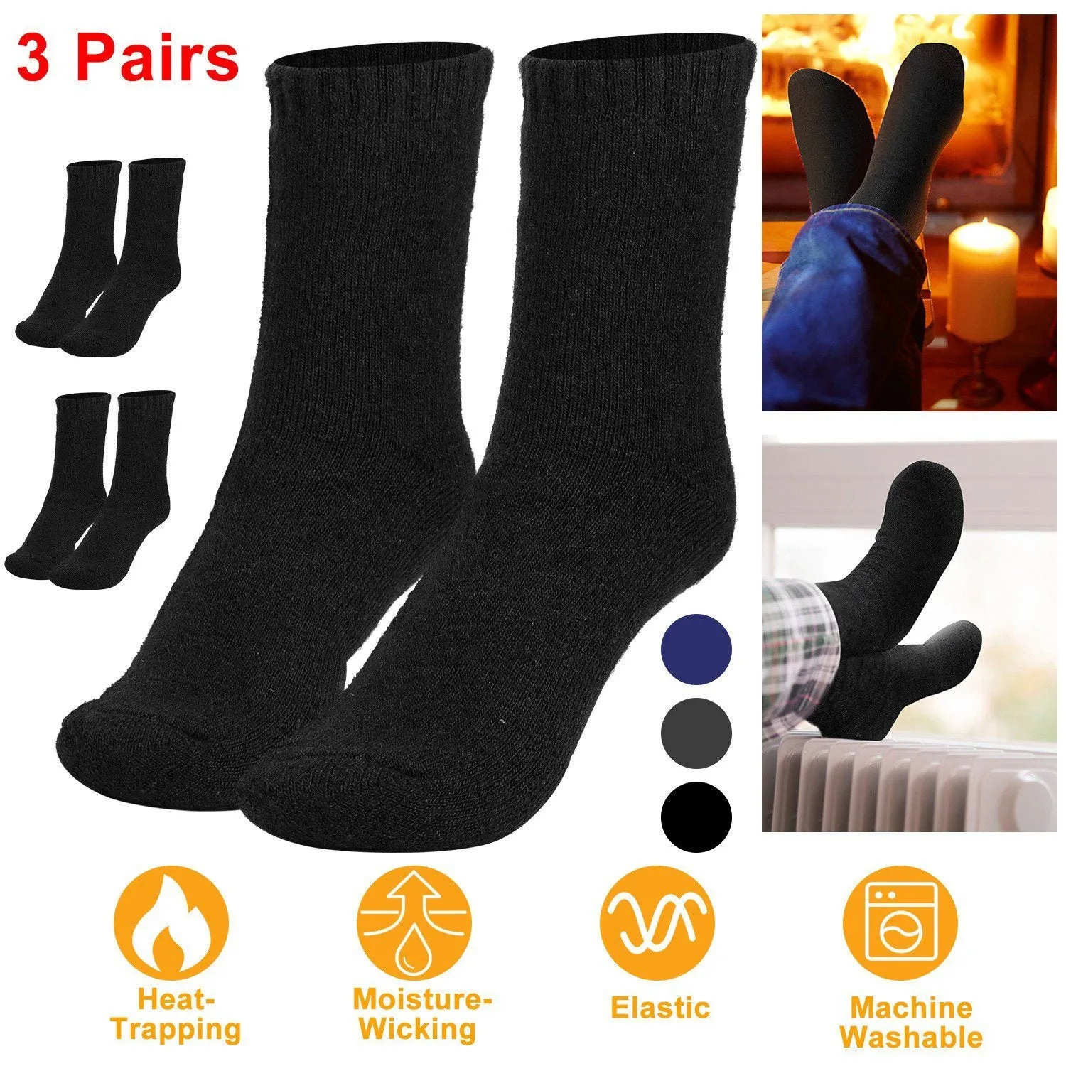 3-Pairs: Men Warm Wool Socks