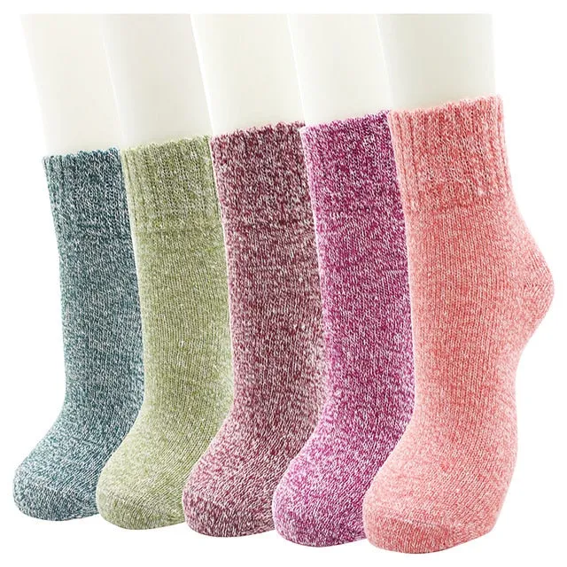 5 Pairs New Women's Winter Warm Socks Vintage Christmas Sock Harajuku Ethnic Style Cashmere Thermal Thicken Wool Sock for Women