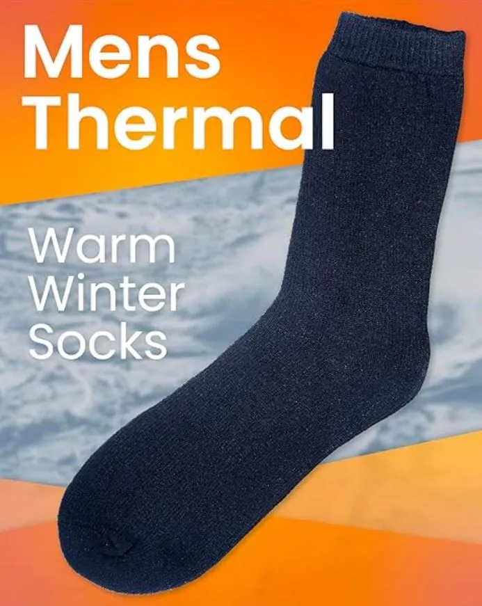 9 Pairs X Mens Heavy Duty Thermal Cotton Work Thick Winter Heated Crew Socks