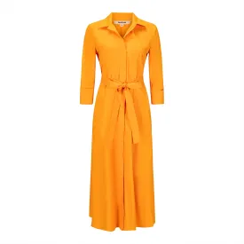 Alma Belted Maxi Shirt Dress - Orange