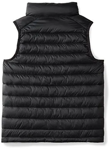 Amazon Essentials Boys' Lightweight Water-Resistant Packable Puffer Vest, Black, Large