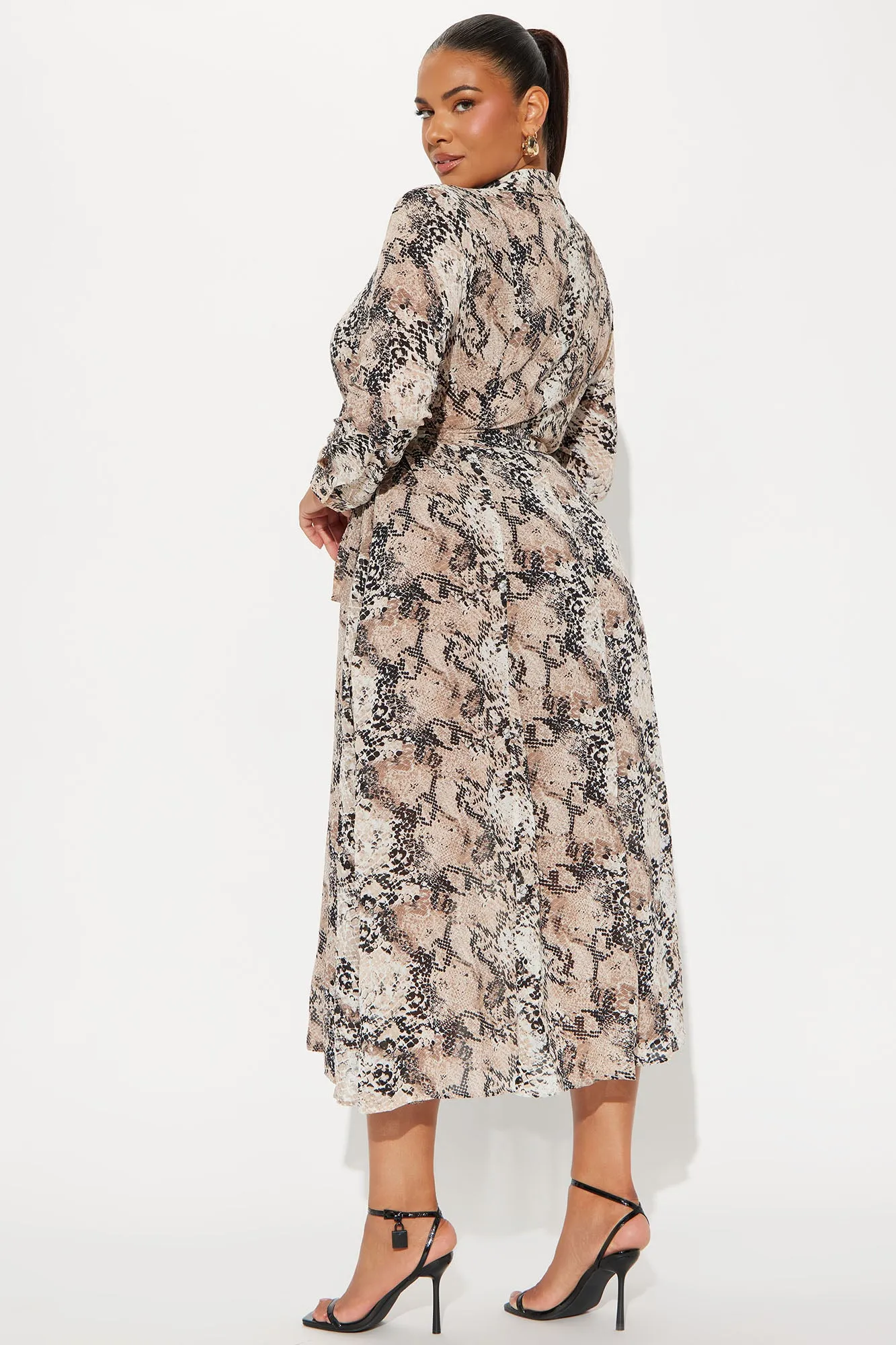 Anastasia Maxi Shirt Dress - Taupe/combo