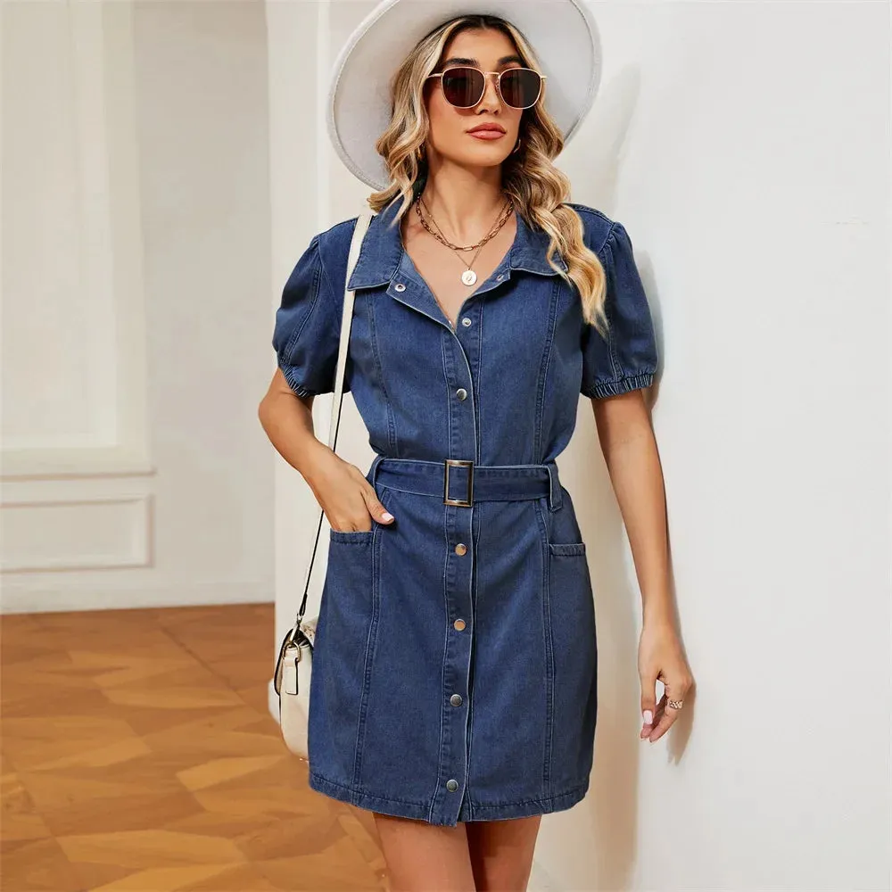 Belted Denim Mini Dress