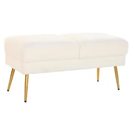 Bench DKD Home Decor 106 x 45 x 50 cm Golden Metal White