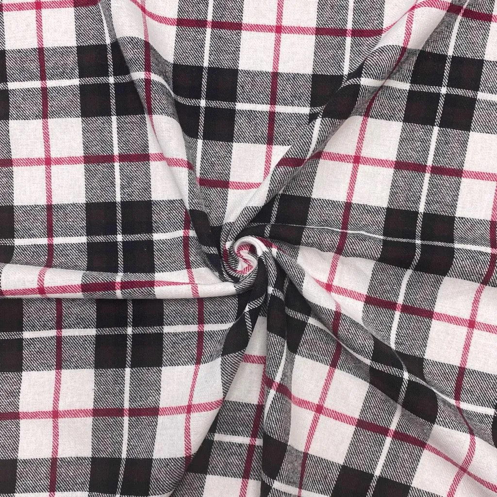 Black & White Tartan Brushed Cotton Fabric