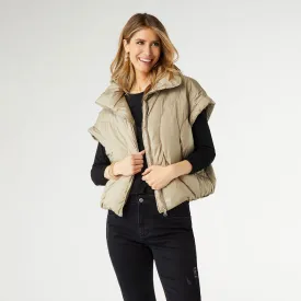 Brooke Cropped Puffer Vest - Dusty Sage