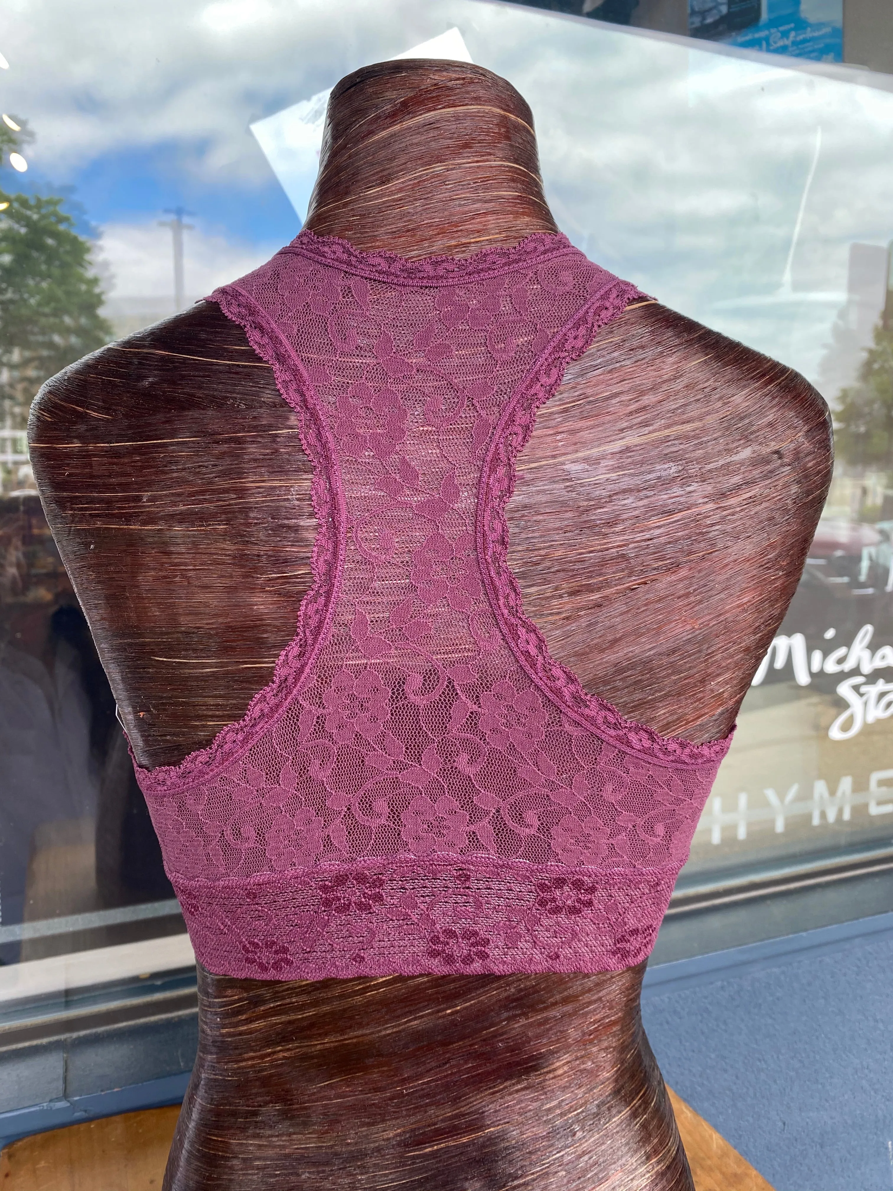 Burgundy Lace Racerback Bralette