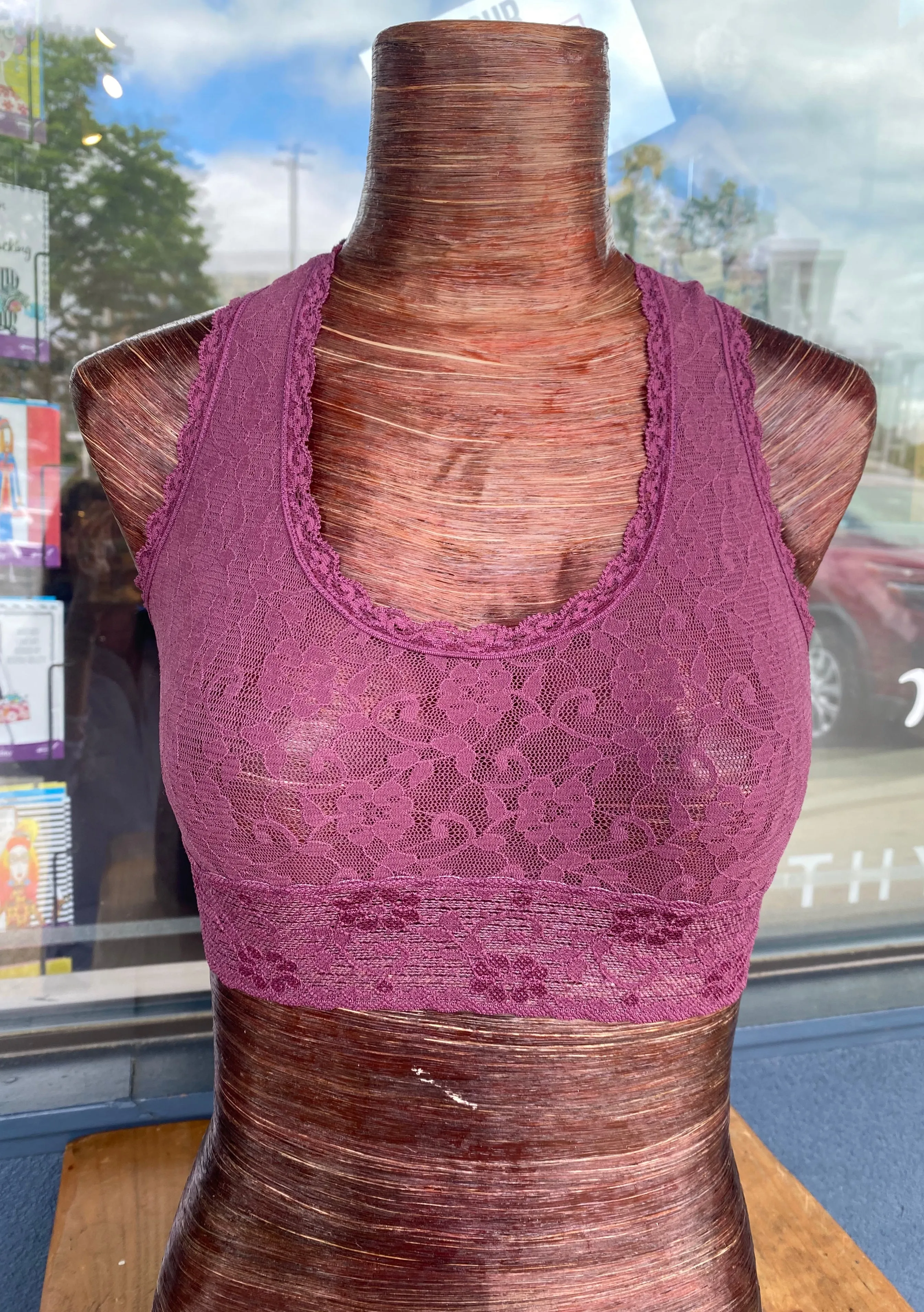 Burgundy Lace Racerback Bralette