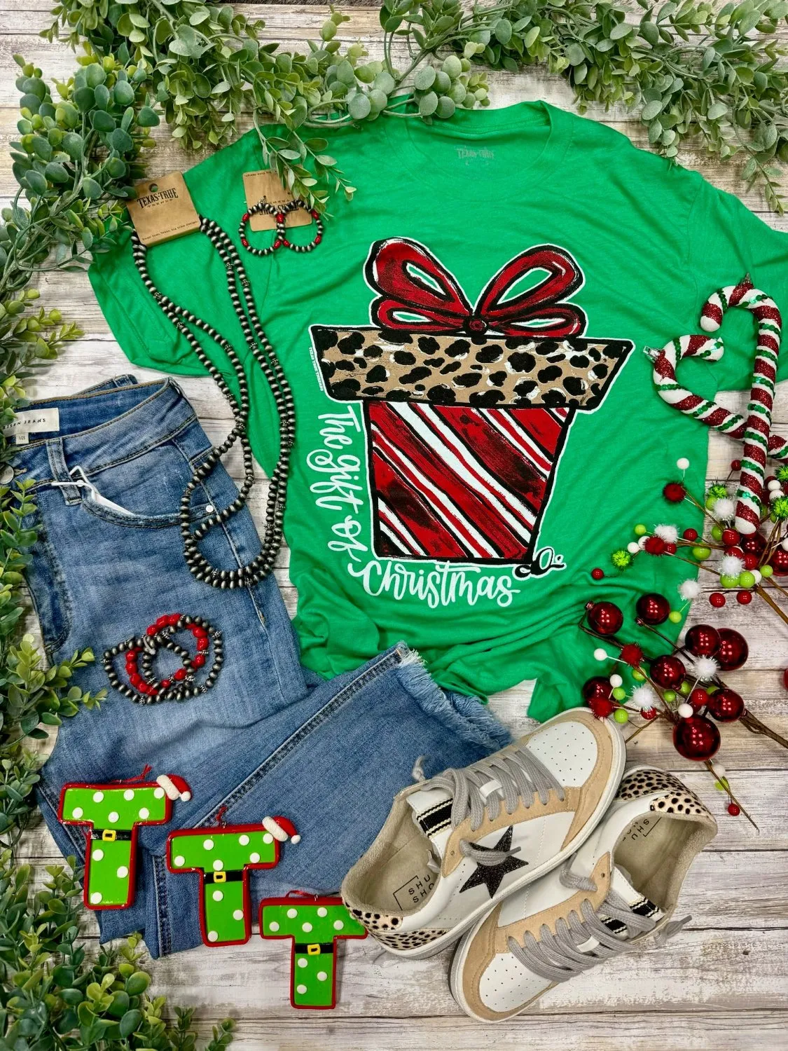 Callie's Candy Cane Present Tee by Texas True Threads