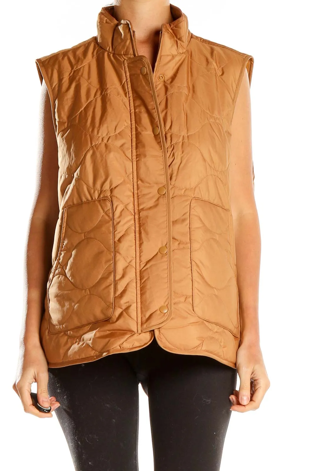 Camel Quilted Puffer Vest