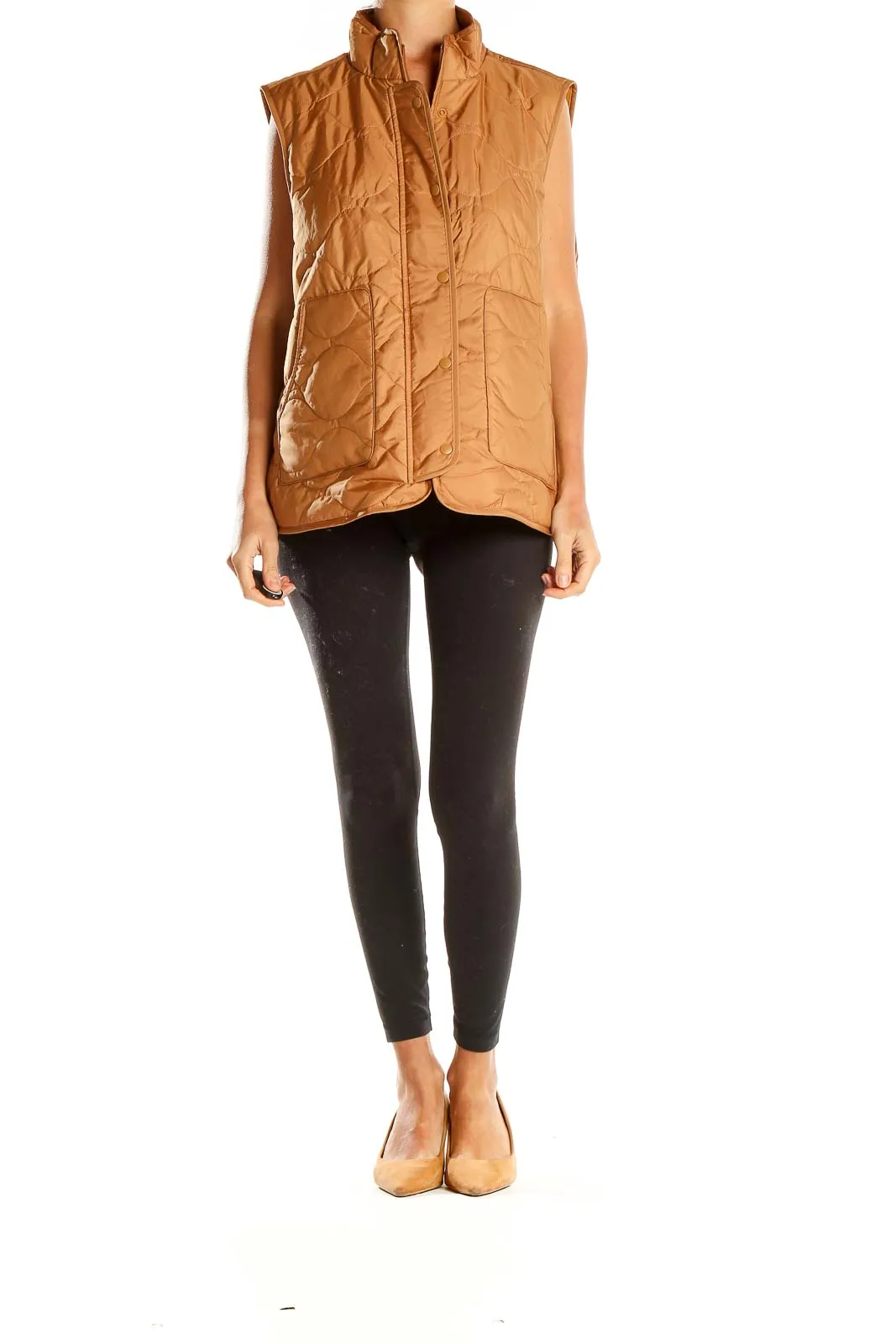 Camel Quilted Puffer Vest