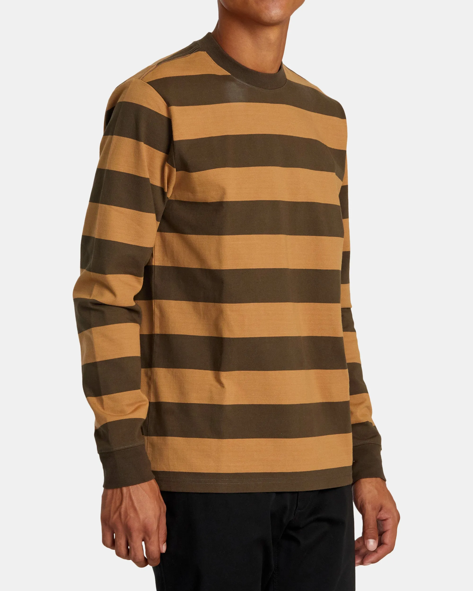 Chainmail Stripe Long Sleeve Tee - Camel