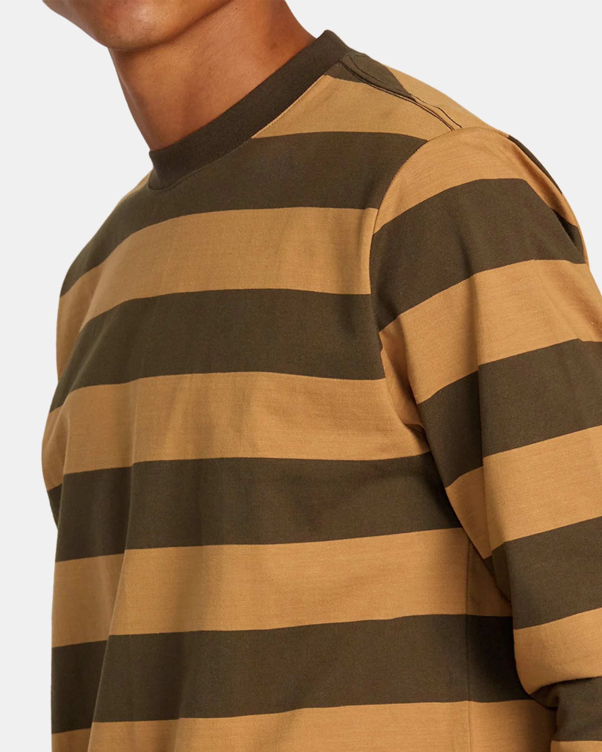 Chainmail Stripe Long Sleeve Tee - Camel