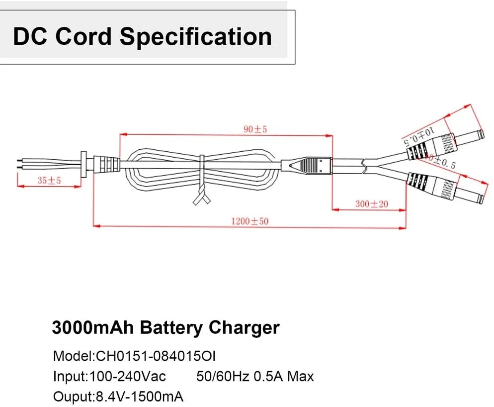 Charger for Heated Gloves Heated Products  8.4V 1.3A 35135 DC Connector Dual Cable Smart Charge 2 Battery  EU,UK,US,AU