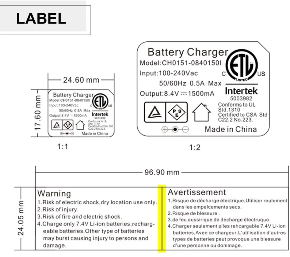 Charger for Heated Gloves Heated Products  8.4V 1.3A 35135 DC Connector Dual Cable Smart Charge 2 Battery  EU,UK,US,AU