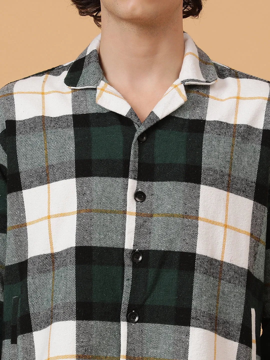 Checkered Flannel Double Kangaroo Pocket Oversized Unisex Shacket