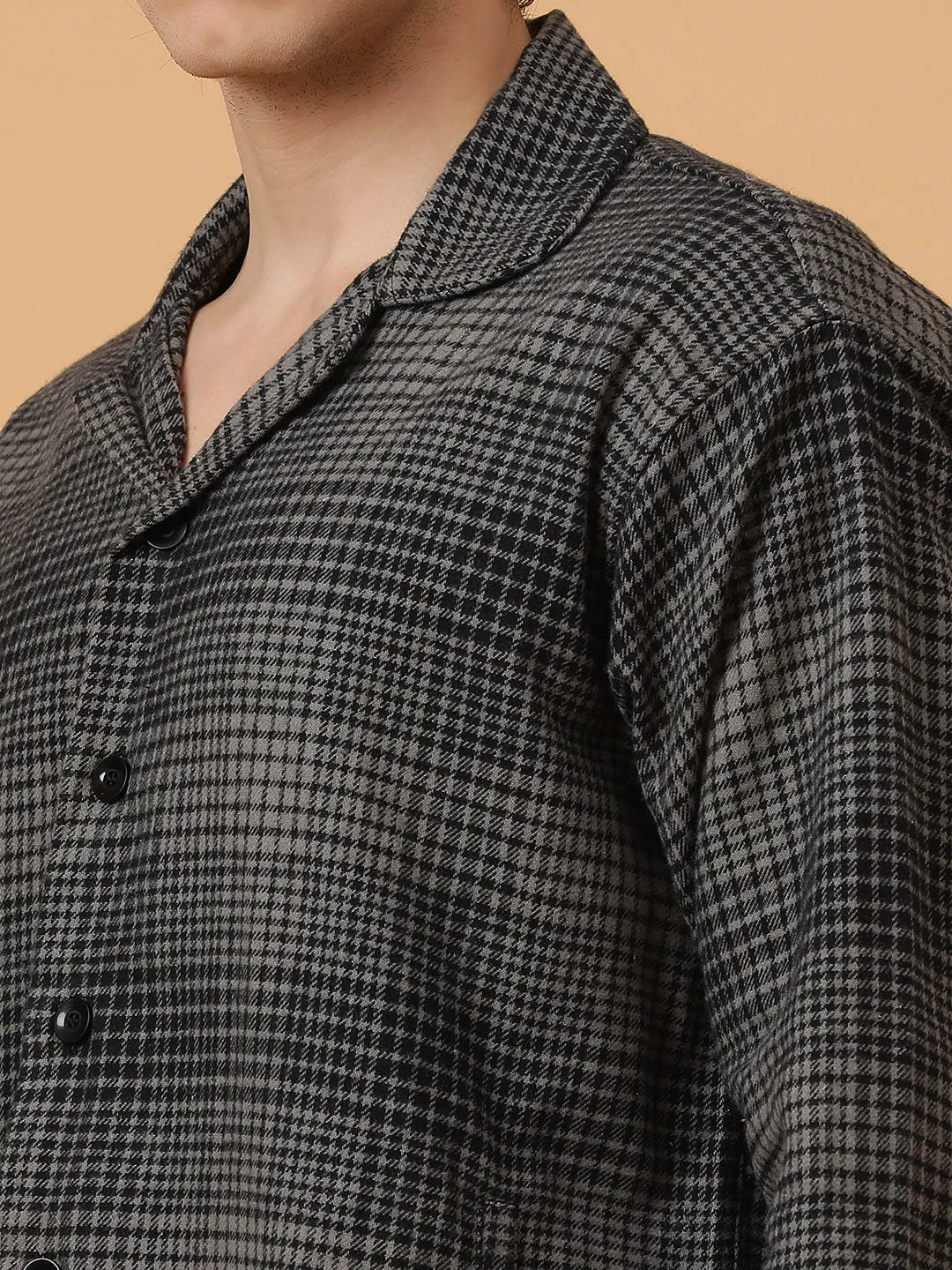 Checkered Flannel Double Kangaroo Pocket Oversized Unisex Shacket