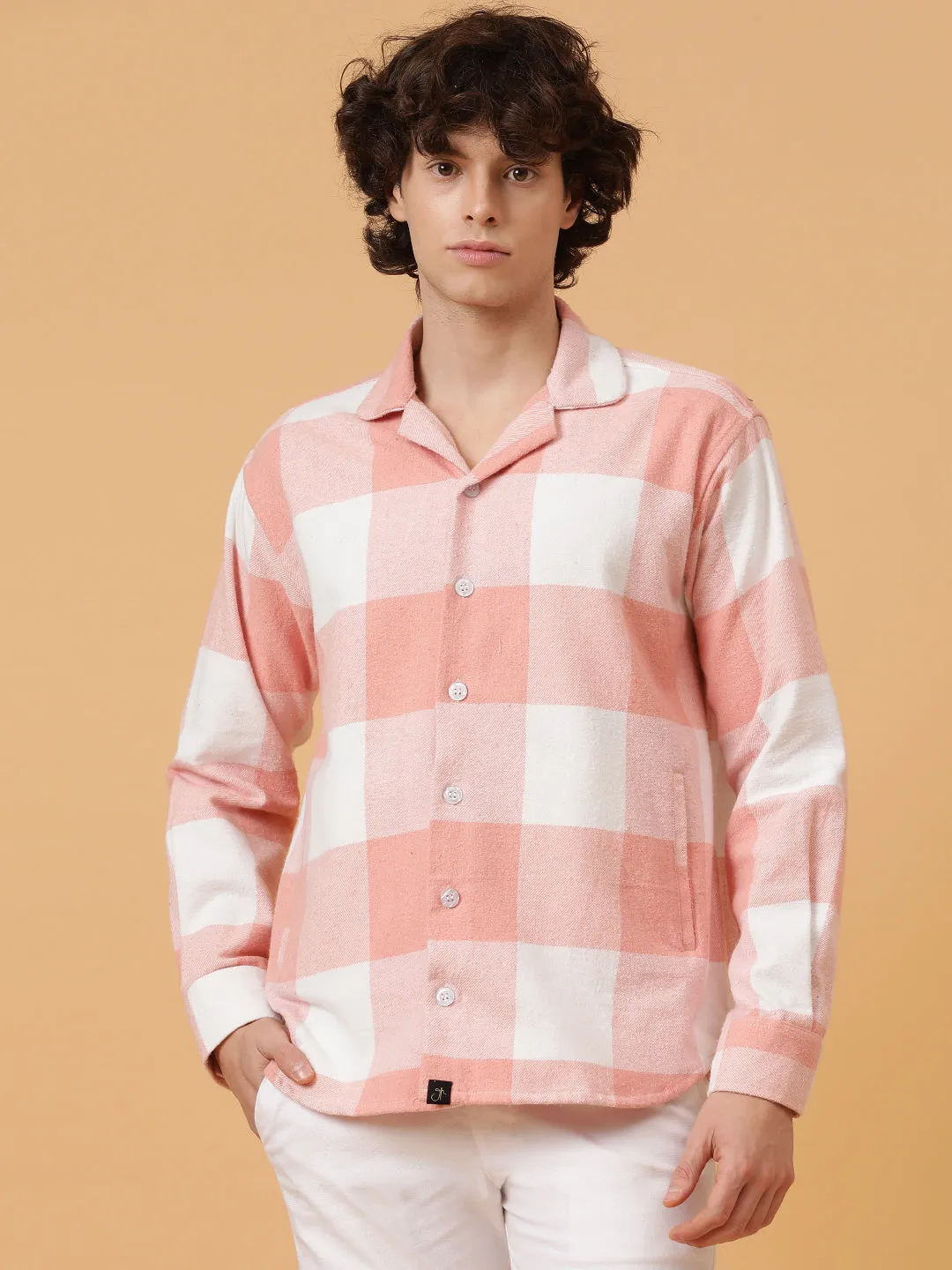 Checkered Flannel Double Kangaroo Pocket Oversized Unisex Shacket