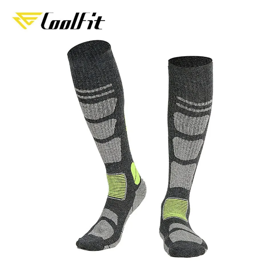 CoolFit 1 Pair Merino Wool Thermal Socks Men Women Winter Long Warm Compression Socks For Ski Hiking Snowboarding Sports Socks