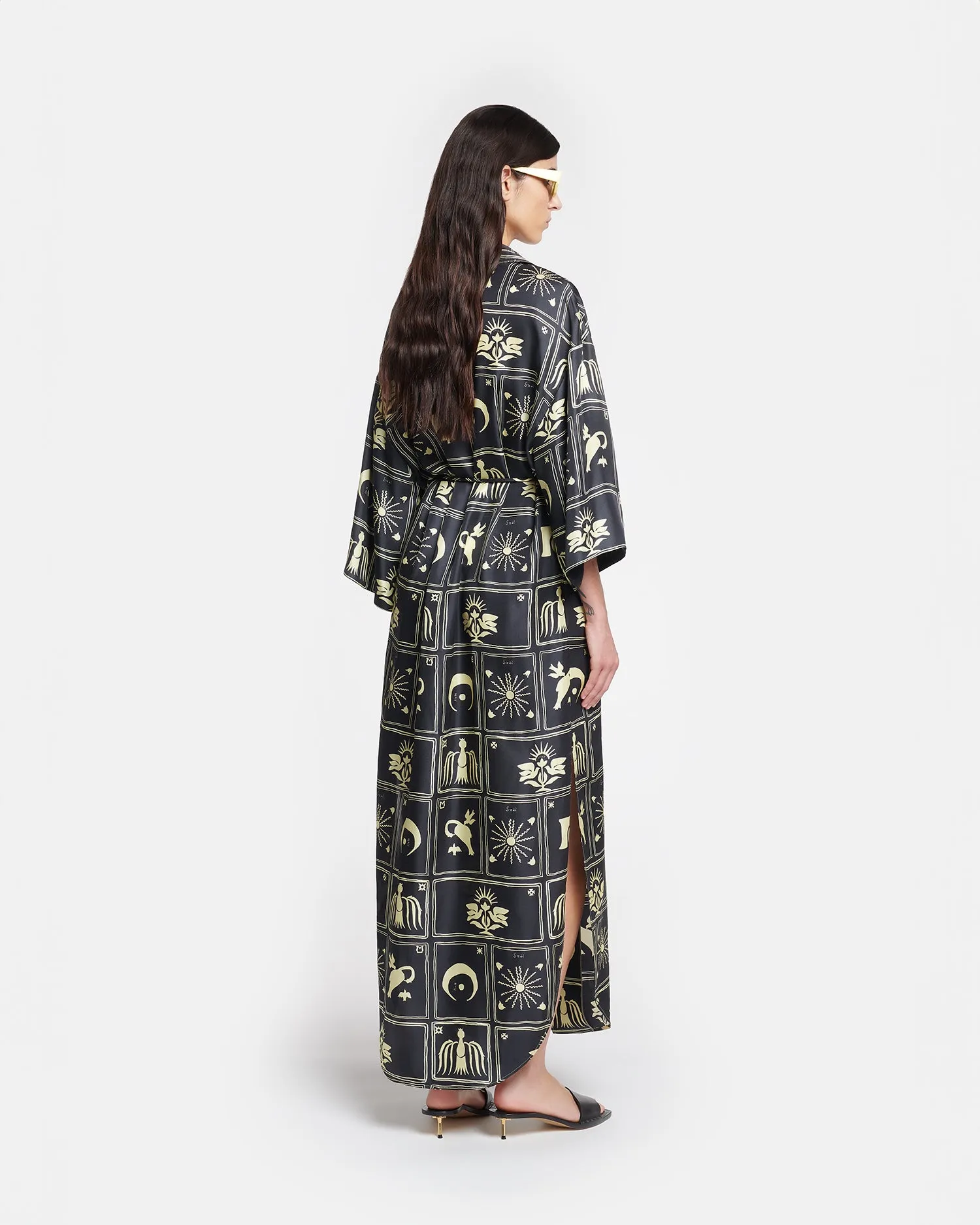 Damala - Printed Shirt Dress - Folk Art Black