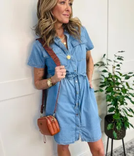 Denim Belted Shirt Dress