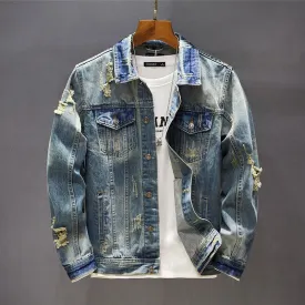 Distressed Hole Ripped Denim Jacket