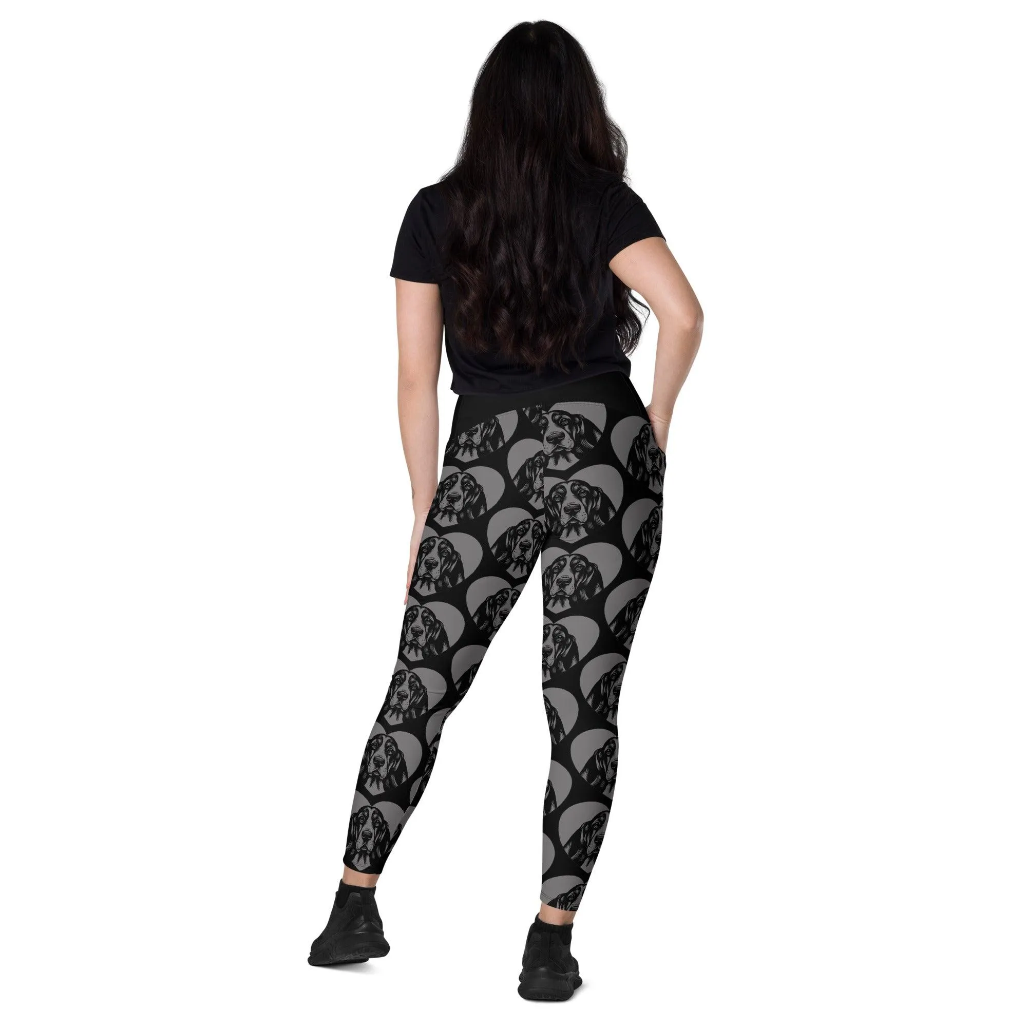 DOG BREED LEGGINGS with pockets - BASSET HOUND - HERTTAHOUND - grey