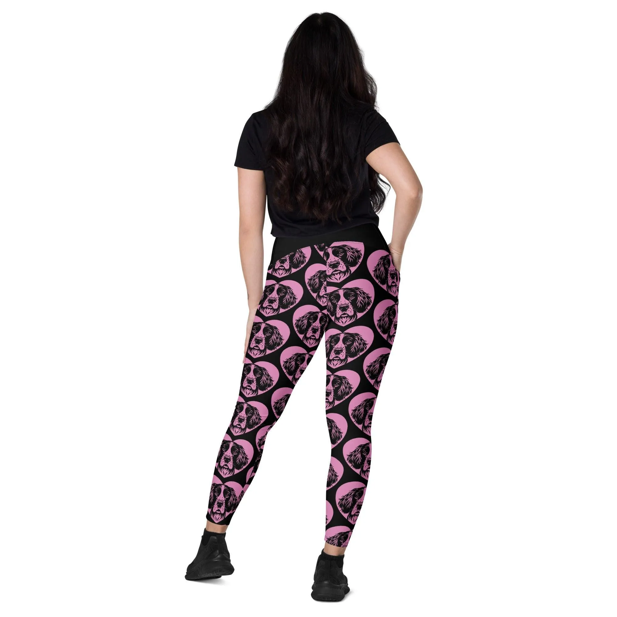 DOG BREED LEGGINGS with pockets - ENGLISH SPRINGER SPANIEL - HERTTAHOUND - pink