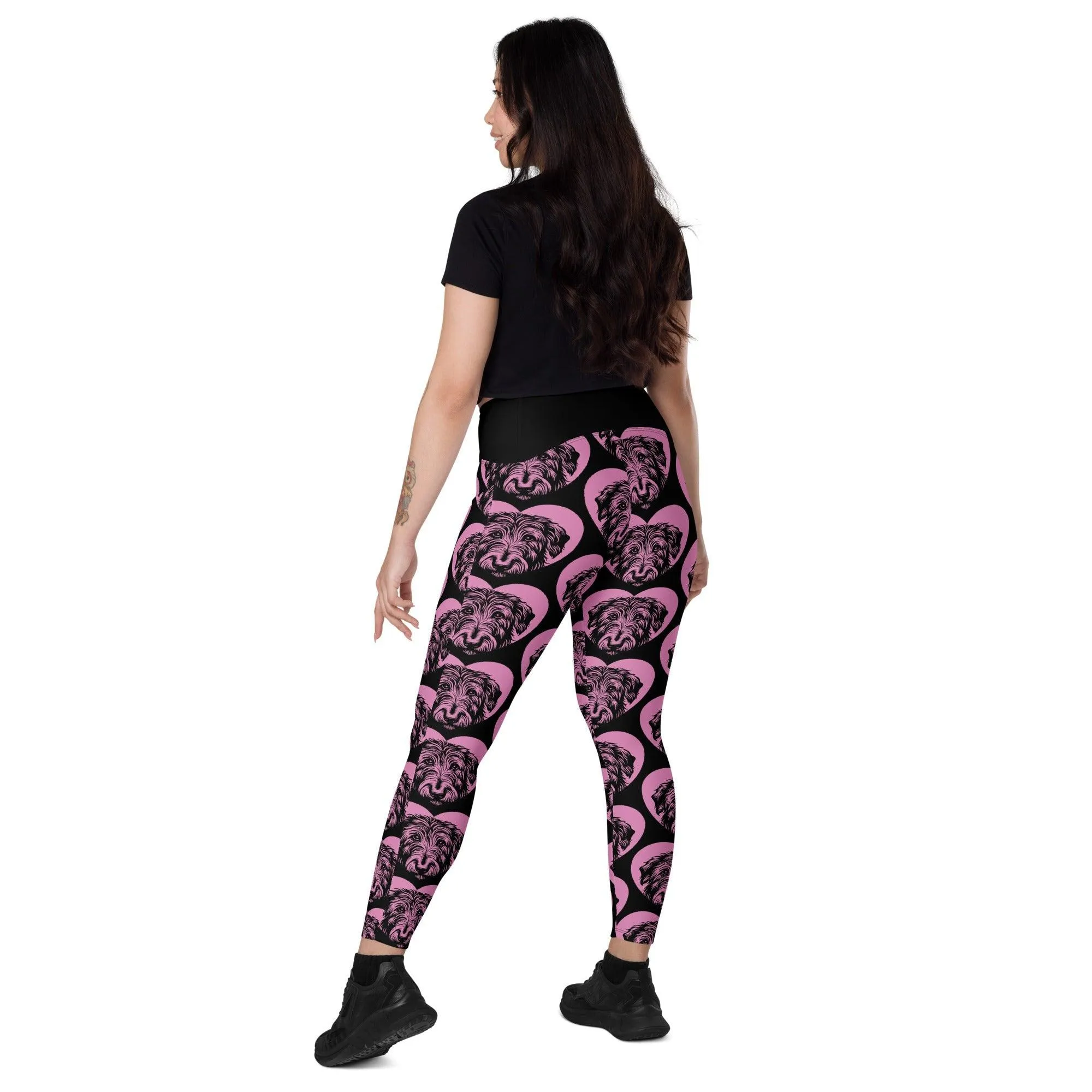 DOG BREED LEGGINGS with pockets - IRISH WOLFHOUND - HERTTAHOUND - pink