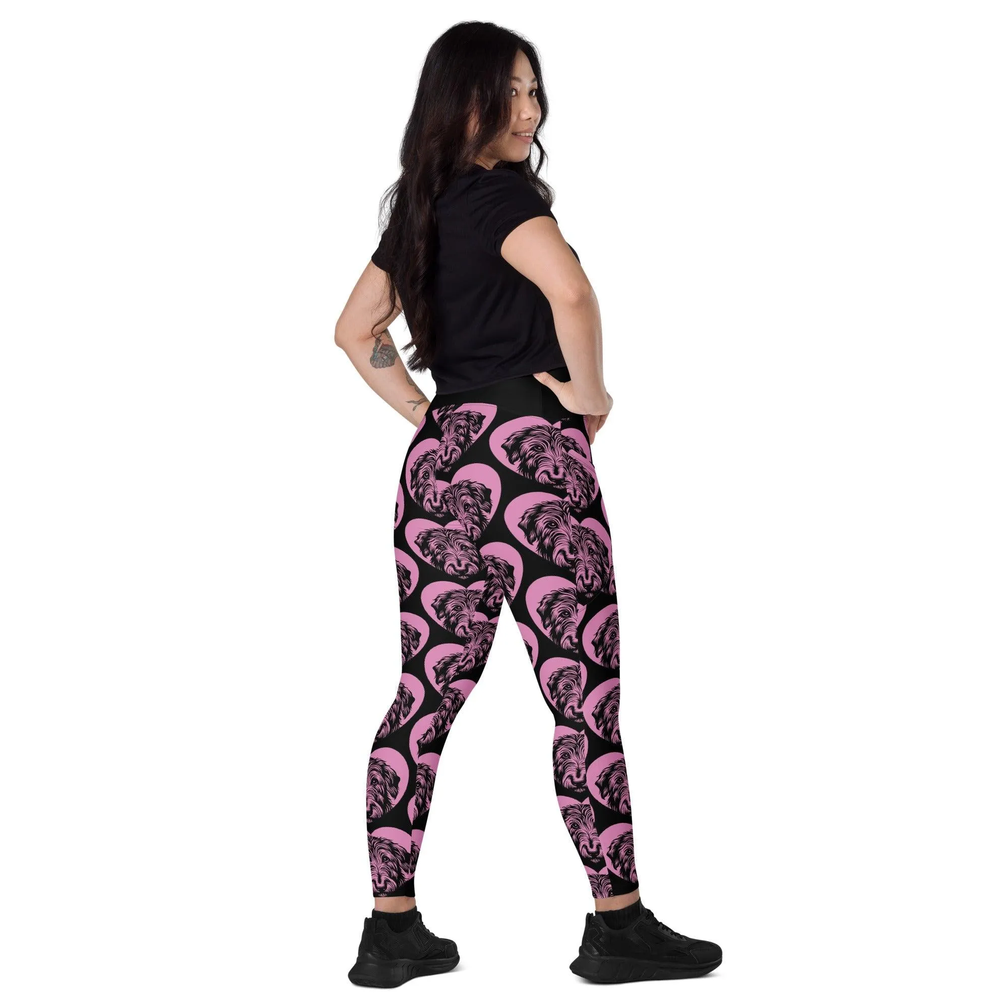 DOG BREED LEGGINGS with pockets - IRISH WOLFHOUND - HERTTAHOUND - pink