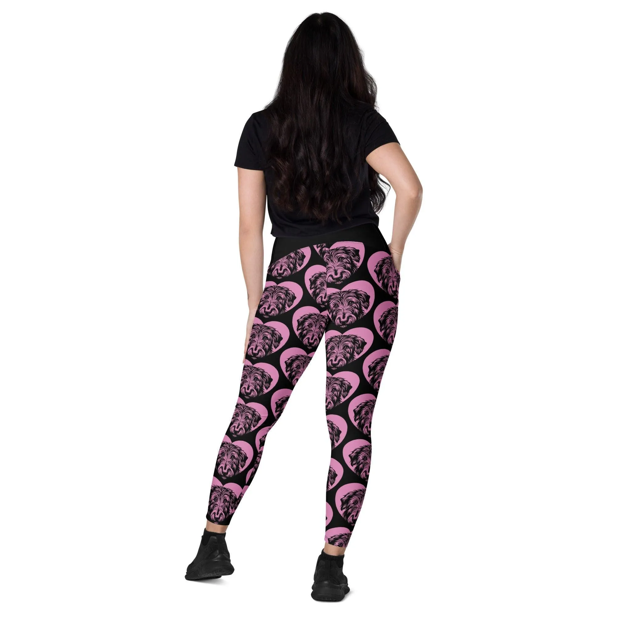 DOG BREED LEGGINGS with pockets - IRISH WOLFHOUND - HERTTAHOUND - pink