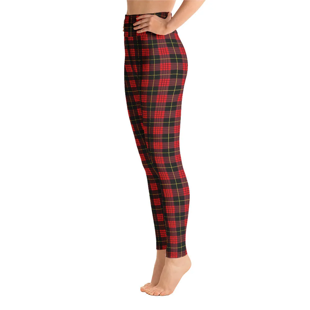 ELEVATED ESSENTIALS, BOOTY BOOSTING HIGH WAISTBAND LEGGING VINTAGE PLAID RED AND BLACK