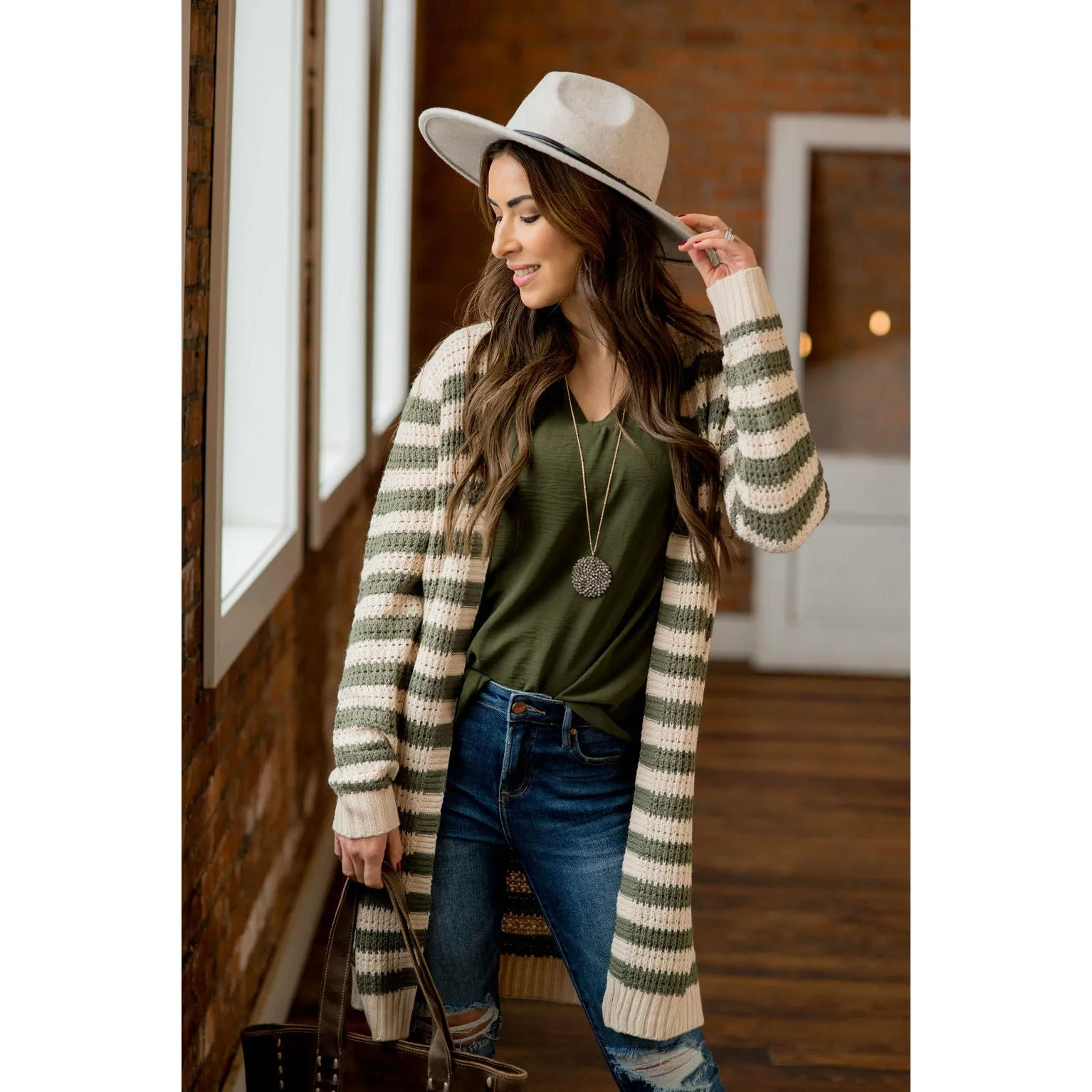 Every Day Loose Knit Striped Cardigan