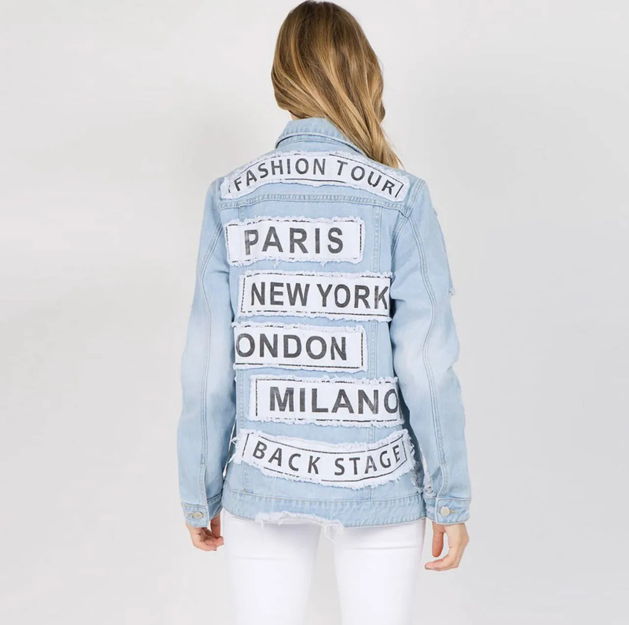 Fashion Tour Denim Jacket - Distressed Light Blue