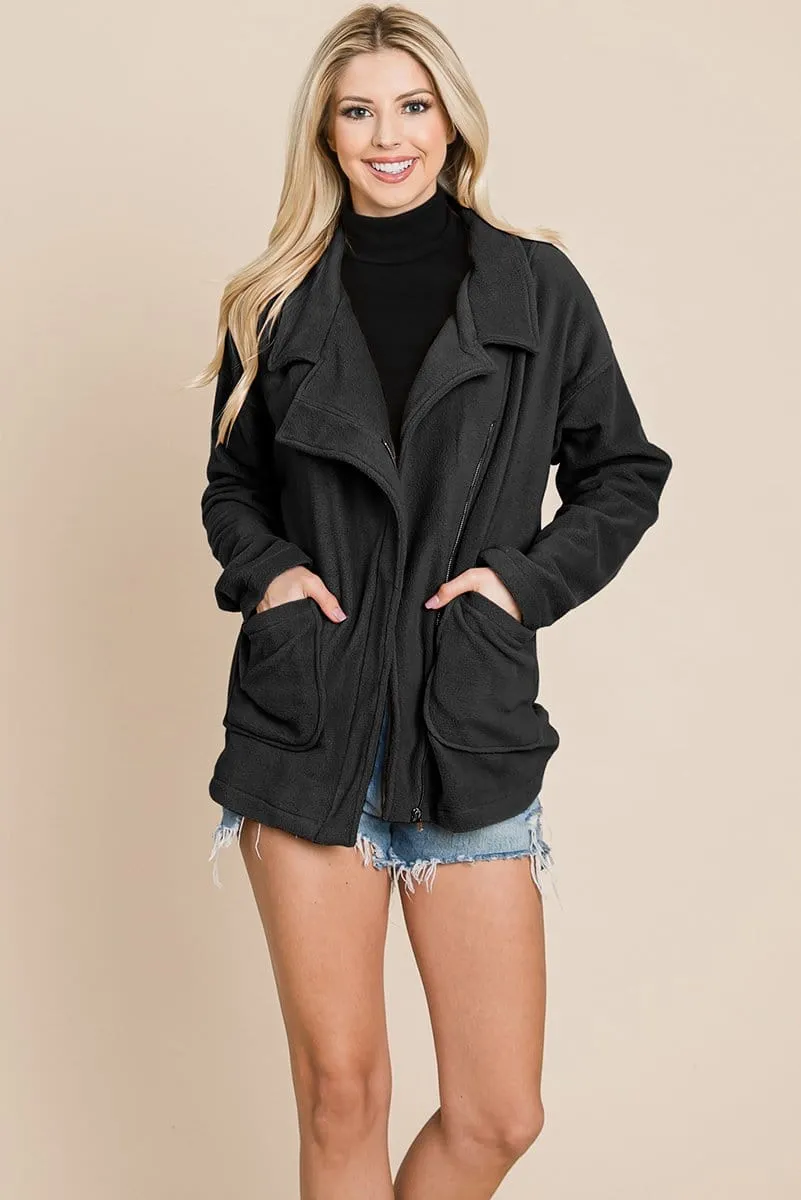 Fleece Jacket Lapel Lightweight Warm Sherpa