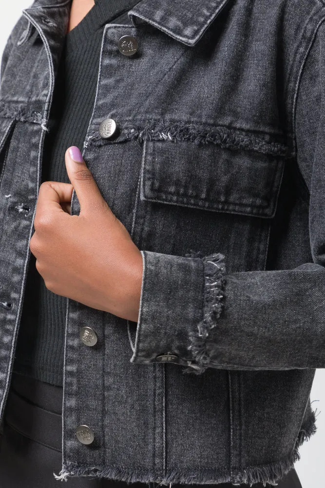 Frayed Edges Denim Jacket Black