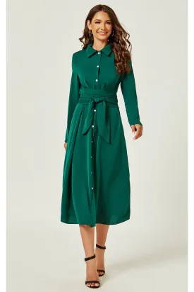 FS Collection Shirt Midi Wrap Dress In Green