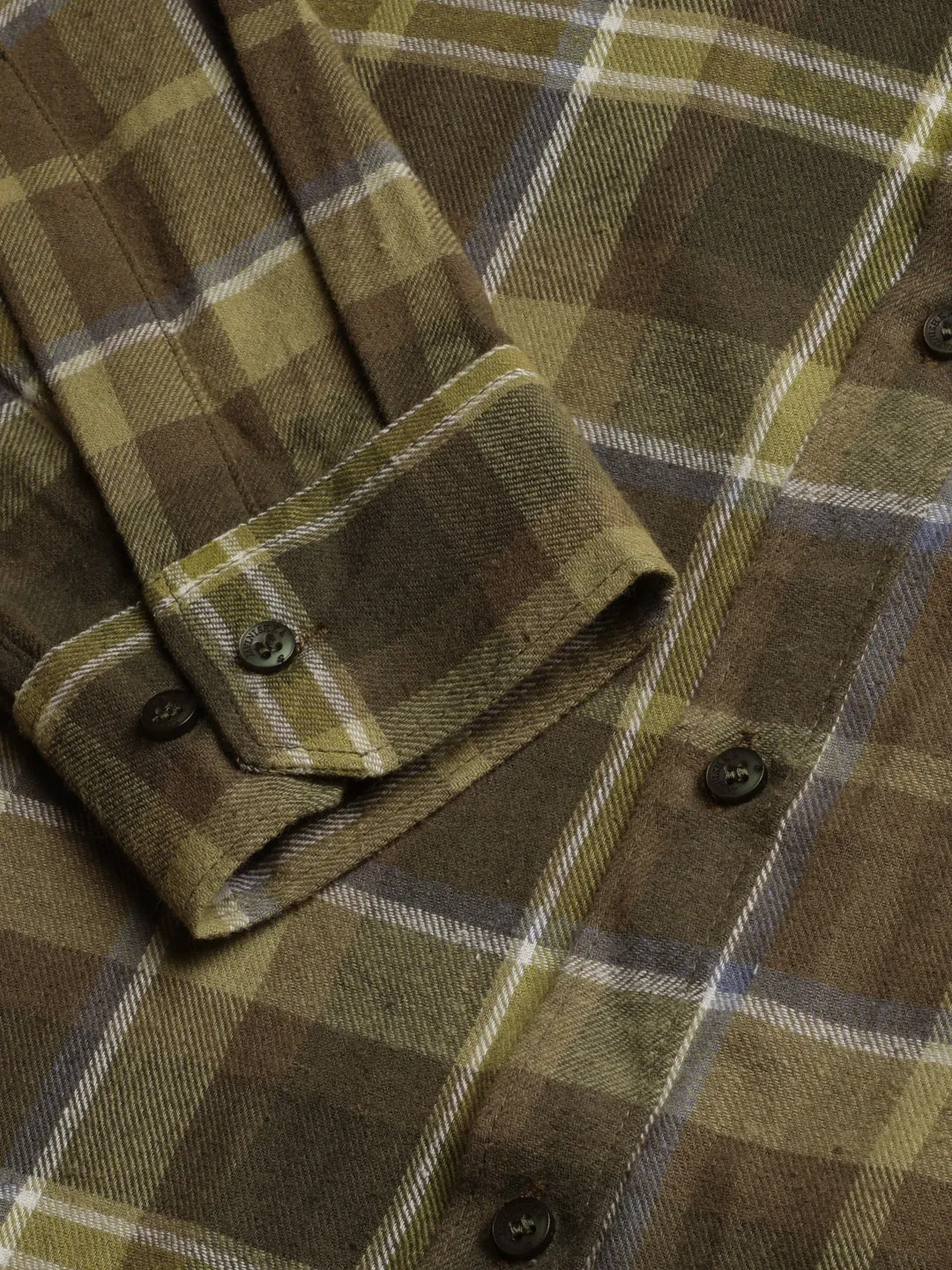 Green Check Cotton Flannel Party Wear Shirt