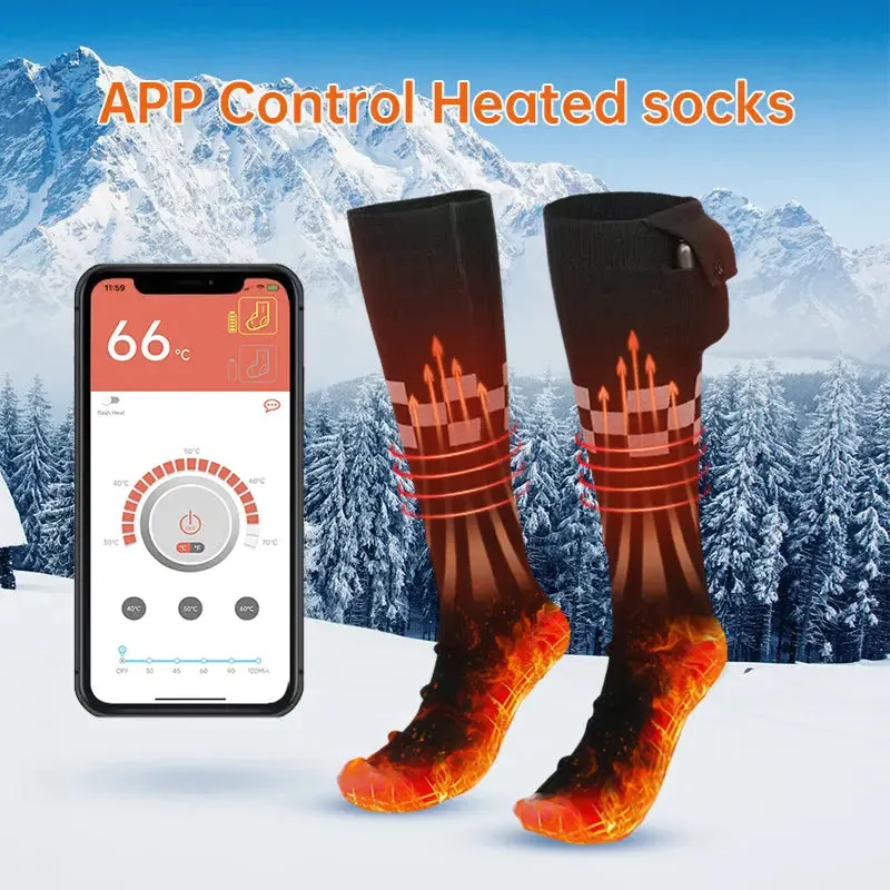 Heated Socks APP Remote Control 6000/5000mAh Rechargeable Battery Winter Thermal Electric Heating Thick Stockings 3 Gears