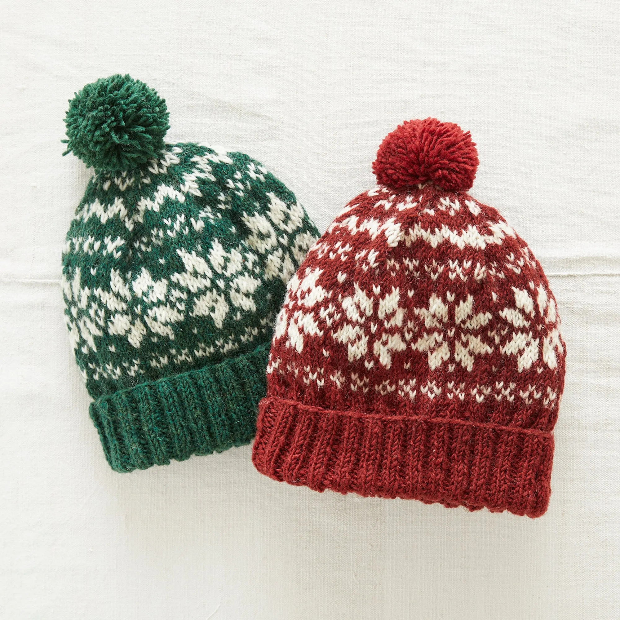 HIMAL Unisex Nordic Fair Isle Wool Bobble Hat (WS)