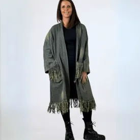 Jaded Gypsy Distressed Denim Fringe Duster