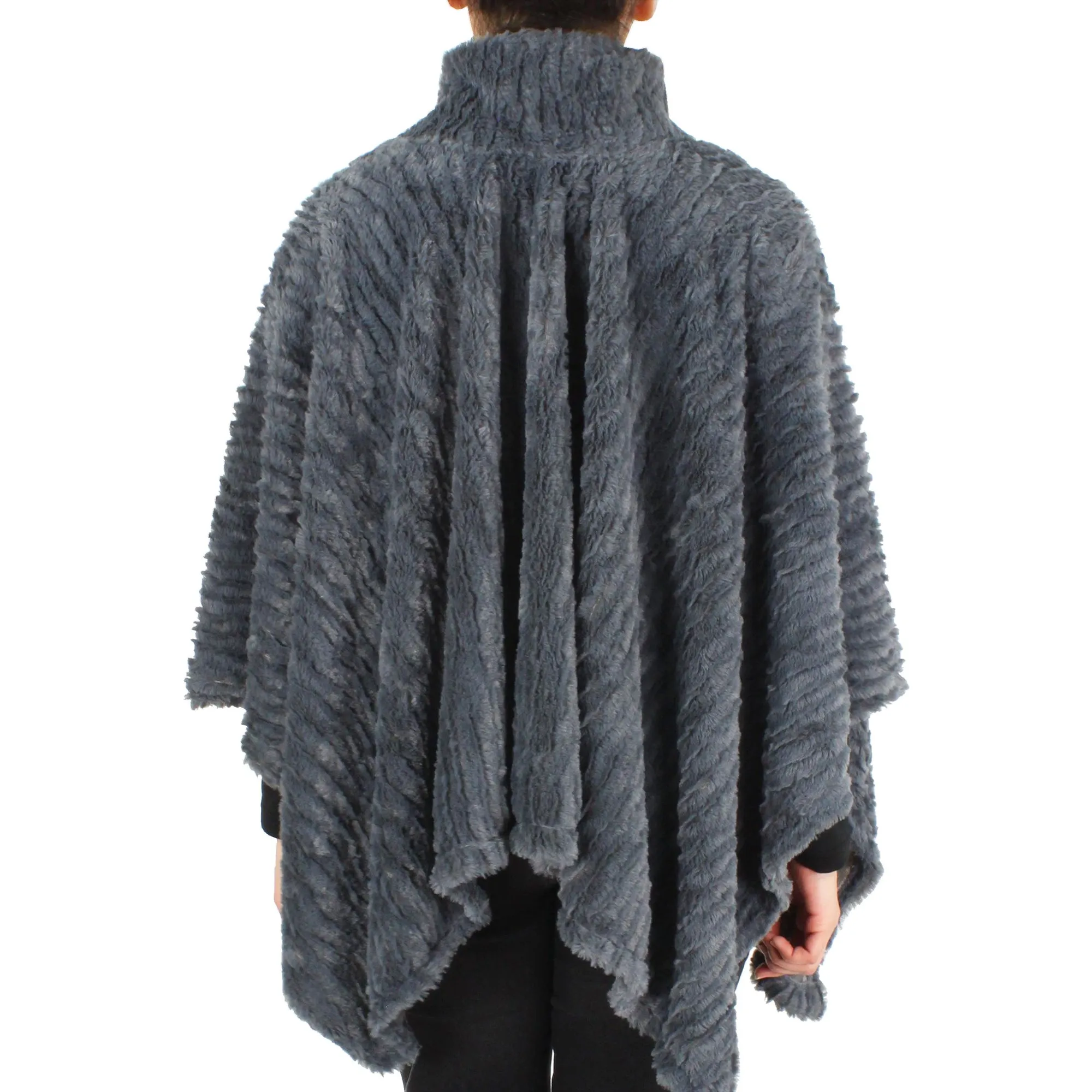 Jane Faux Rabbit Fur Poncho