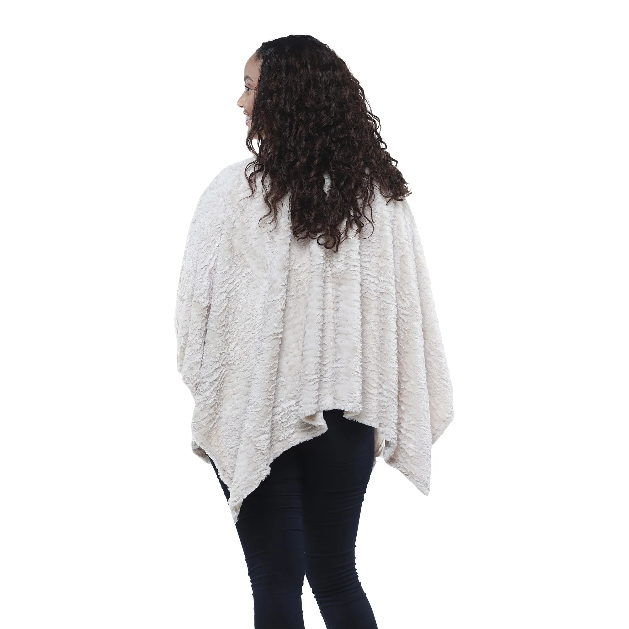 Jane Faux Rabbit Fur Poncho