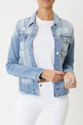 Kancan Distressed Medium Wash Denim Jacket