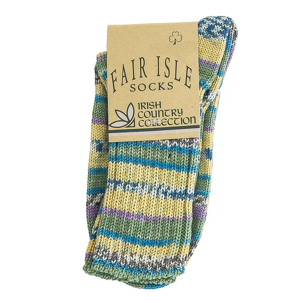 Ladies Gorgeous Green Pattern Designer Irish Wool Country Socks