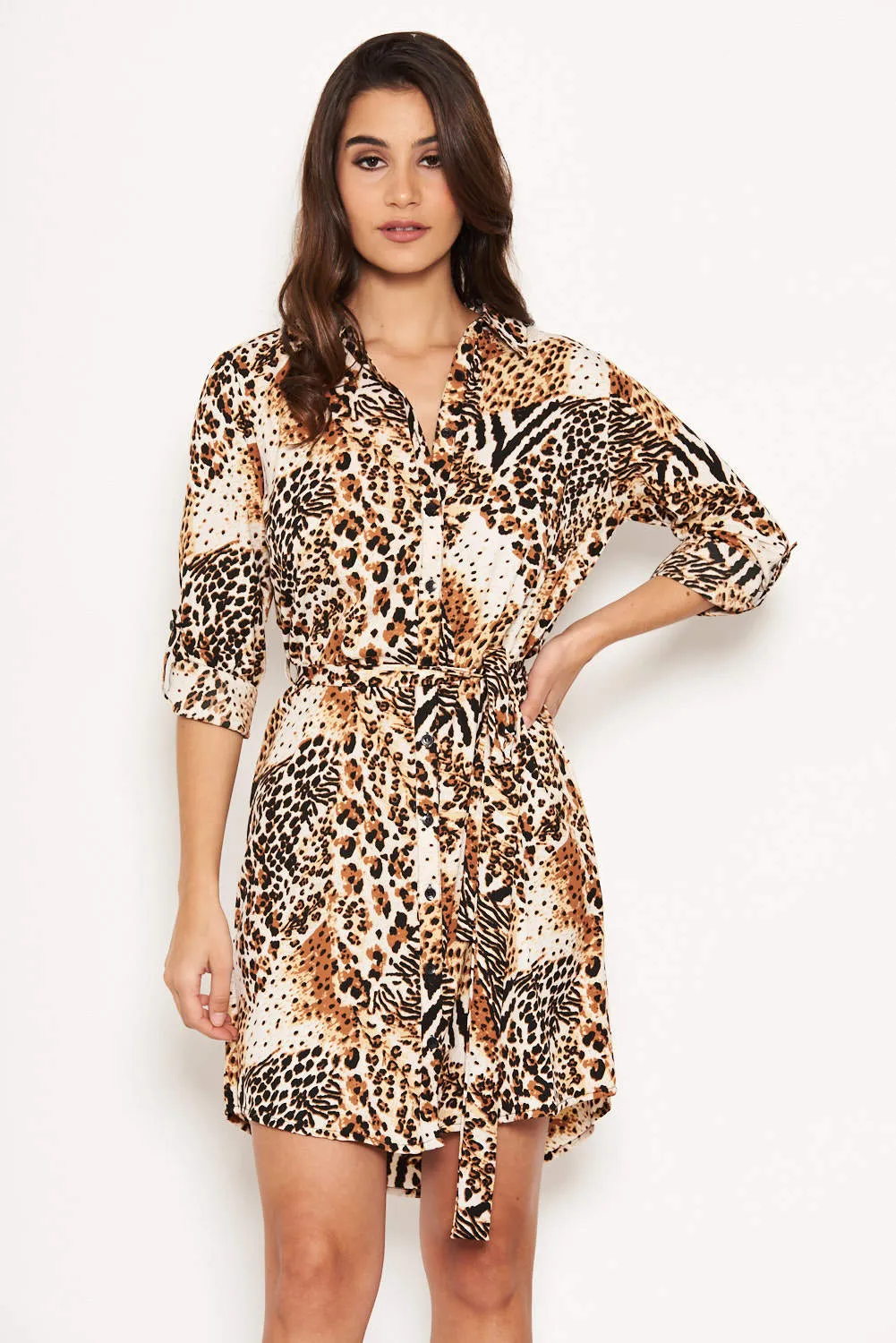 Leopard Print Shirt Dress